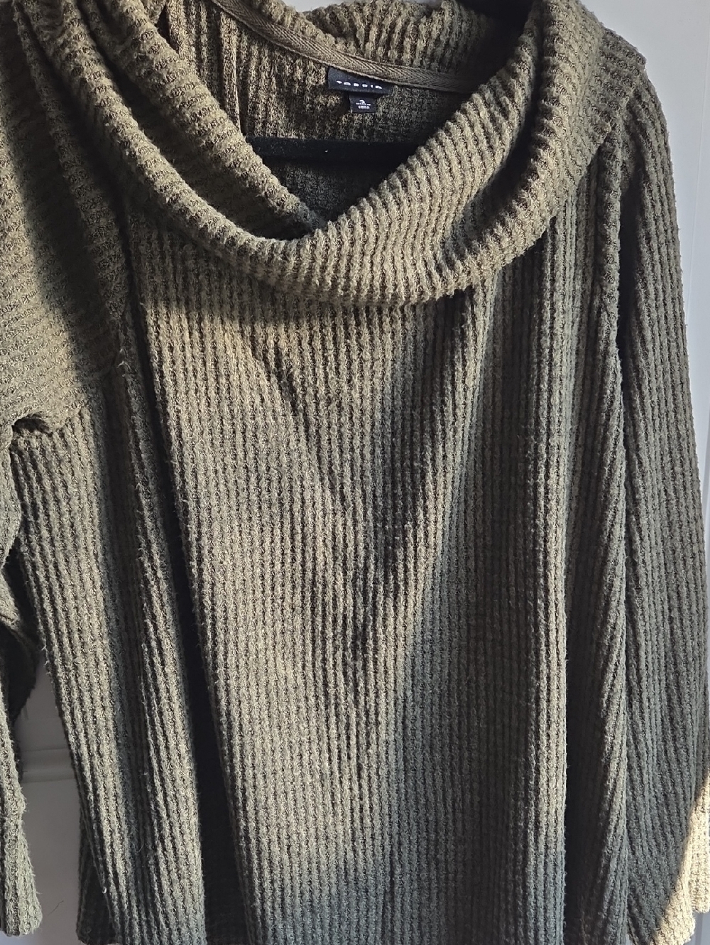 Torrid Size 3 Olive Green Cowl Neck Waffle Knit Sweater